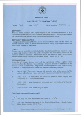 University of London Thesis