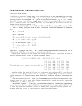 Probabilities of Outcomes and Events