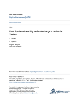 Plant Species Vulnerability to Climate Change in Peninsular Thailand