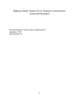 Highway Safety Needs of US Hispanic Communities