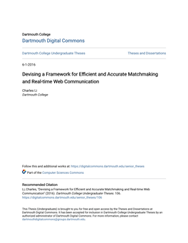 Devising a Framework for Efficient and Accurate Matchmaking and Real-Time Web Communication