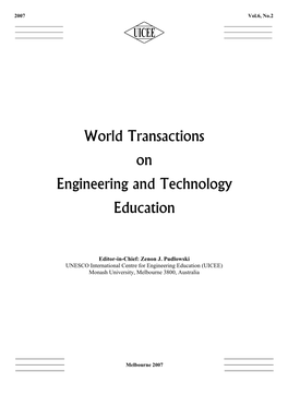 World Transactions on Engineering and Technology Education