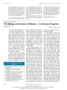 The Biology and Genetics of Obesity — a Century of Inquiries Chin Jou, Ph.D