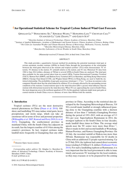 An Operational Statistical Scheme for Tropical Cyclone Induced Wind Gust Forecasts