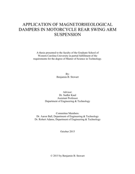 Application of Magnetorheological Dampers in Motorcycle Rear Swing Arm Suspension