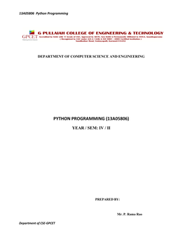 Python Programming (13A05806)