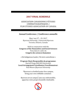 2017 Final Schedule