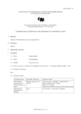 P. 1 Cop14 Prop. 25 CONVENTION on INTERNATIONAL TRADE IN