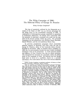 The Whig Campaign of 1840: the Editorial Policy of George D