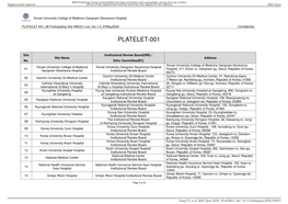 PLATELET-001 All Participating Site IRB/EC List Ver.1.0 07May2020 Confidential