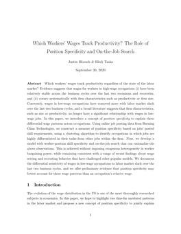 Which Workers' Wages Track Productivity? the Role of Position