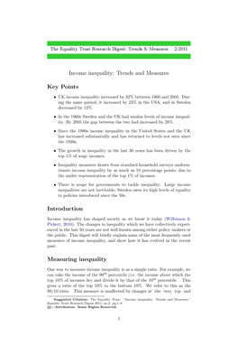 Trends and Measures of Income Inequality