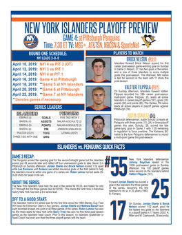 New York Islanders Playoff Preview