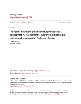 The Role of Institutions and Policy in Knowledge Sector Development: an Assessment of the Danish and Norwegian Information Communication Technology Sectors