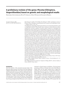 A Preliminary Revision of the Genus Plecotus