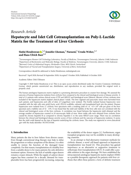 Hepatocyte and Islet Cell Cotransplantation on Poly-L-Lactide Matrix for the Treatment of Liver Cirrhosis