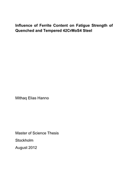 Influence of Ferrite Content on Fatigue Strength of Quenched and Tempered 42Crmos4 Steel