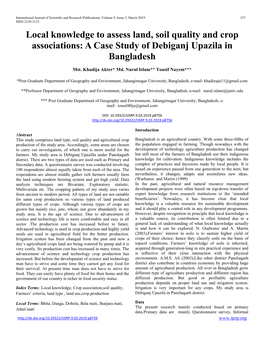 Local Knowledge to Assess Land, Soil Quality and Crop Associations: a Case Study of Debiganj Upazila in Bangladesh