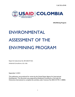 Environmental Assessment of the Env/Mining Program