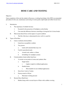 Hose Care and Testing
