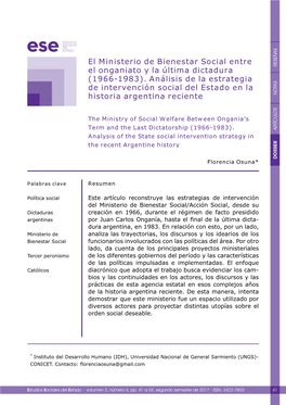 El Ministerio De Bienestar Social Entre El Onganiato Y La Última Dictadura (1966-1983)