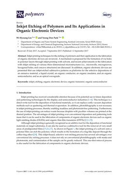 Inkjet Etching of Polymers and Its Applications in Organic Electronic Devices