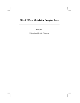 Mixed Effects Models for Complex Data