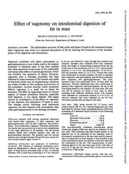 Effect Ofvagotomy on Intraluminal Digestion of Fat In