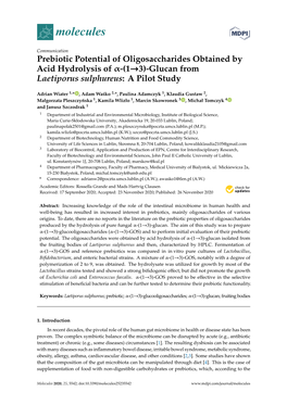 (1→3)-Glucan from Laetiporus Sulphureus: a Pilot Study