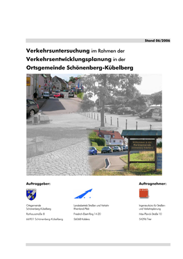 Verkehrsuntersuchung Im Rahmen Der Verkehrsentwicklungsplanung in Der Ortsgemeinde Schönenberg-Kübelberg