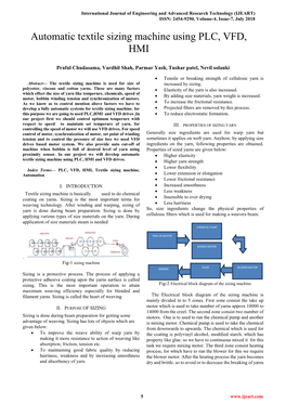 Automatic Textile Sizing Machine Using PLC, VFD, HMI