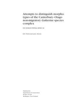 Attempts to Distinguish Morphotypes of the Canterbury-Otago Non