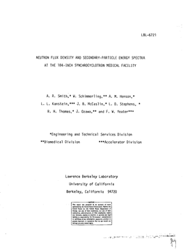 Lbl- Neutron Flux Density and Secondary-Particle