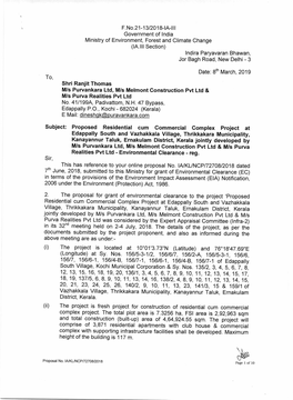F.No.21-13/2018-1A-III Government of India Ministry of Environment, Forest and Climate Change (IA.111 Section) Indira Paryavaran Bhawan, Jor Bagh Road, New Delhi - 3