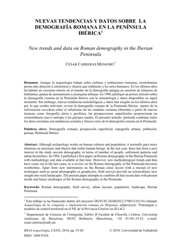 Nuevas Tendencias Y Datos Sobre La Demografía Romana En La Península Ibérica1