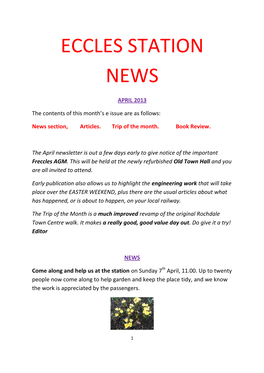 Eccles Station News