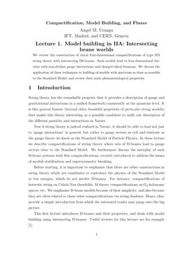 Lecture 1. Model Building in IIA: Intersecting Brane Worlds