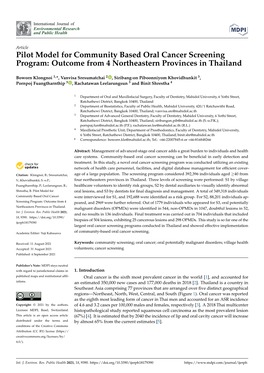 Pilot Model for Community Based Oral Cancer Screening Program: Outcome from 4 Northeastern Provinces in Thailand