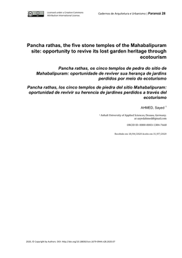 Pancha Rathas, the Five Stone Temples of the Mahabalipuram Site: Opportunity to Revive Its Lost Garden Heritage Through Ecotourism