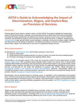 Guide to Acknowledging the Impact of Discrimination, Stigma, and Implicit Bias on Provision of Services