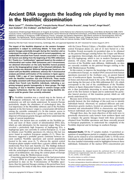 Ancient DNA Suggests the Leading Role Played by Men in the Neolithic Dissemination