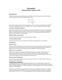 Zarontin® (Ethosuximide Capsules, USP)