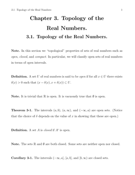 Chapter 3. Topology of the Real Numbers. 3.1