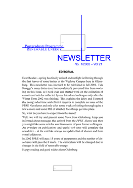 NEWSLETTER No