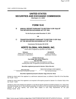 United States Securities and Exchange Commission Form