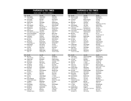 Pairings & Tee Times Pairings & Tee Times