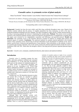 Cannabis Sativa: a Systematic Review of Plant Analysis