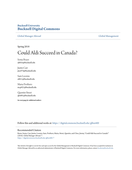 Could Aldi Succeed in Canada? Sonia Boyer Sjb035@Bucknell.Edu