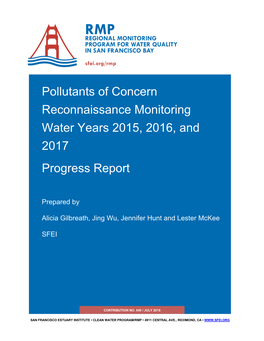 Pollutants of Concern Reconnaissance Monitoring Water Years 2015, 2016, and 2017 Progress Report