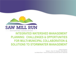 Integrated Watershed Management Planning: Challenges & Opportunities for Multi-Municipal Collaboration & Solutions to Stormwater Management